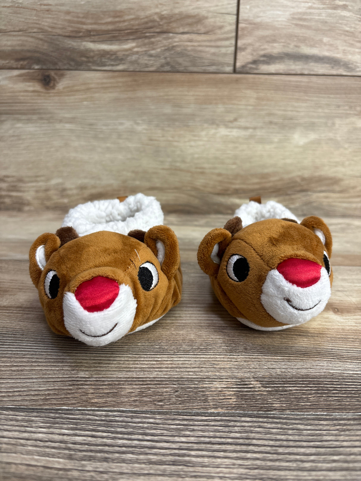 Rudolph the Red-Nosed Reindeer Plush Slippers Brown sz 6/7c