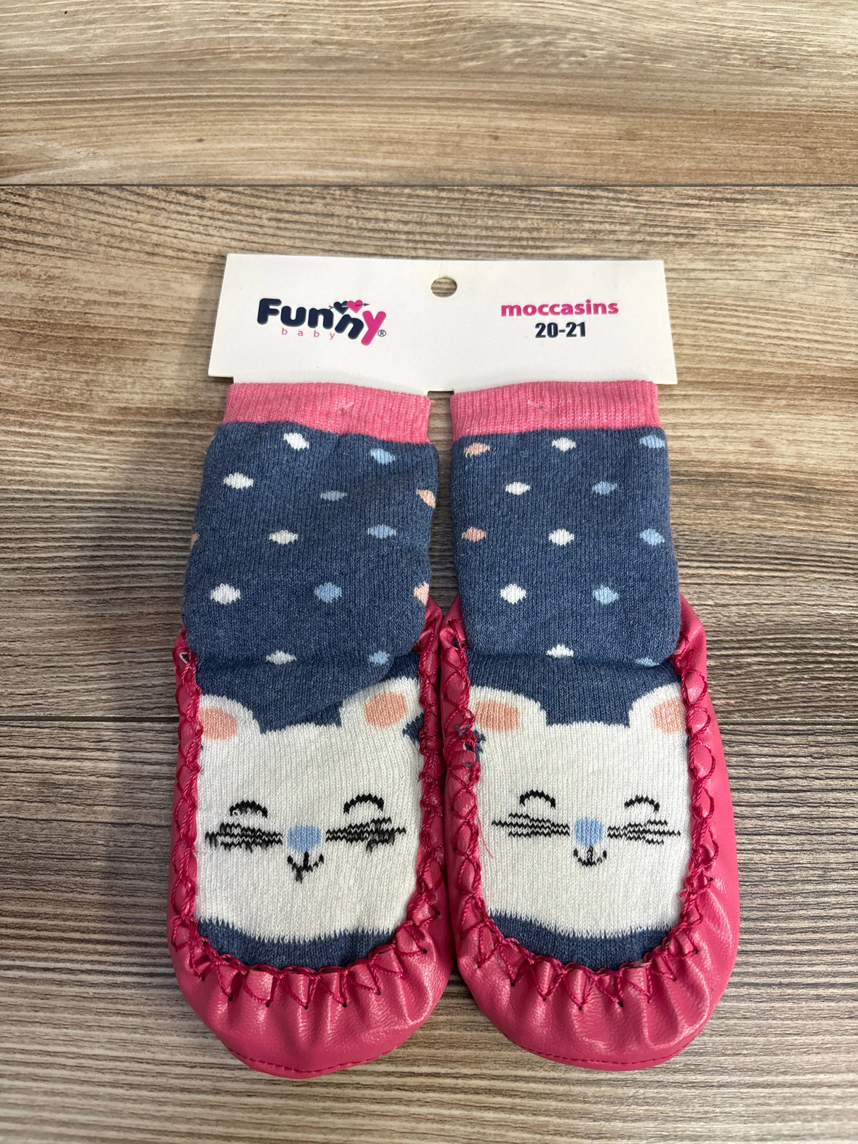 NEW Funny Baby Moccasins Sock Shoes Pink sz 4-5c