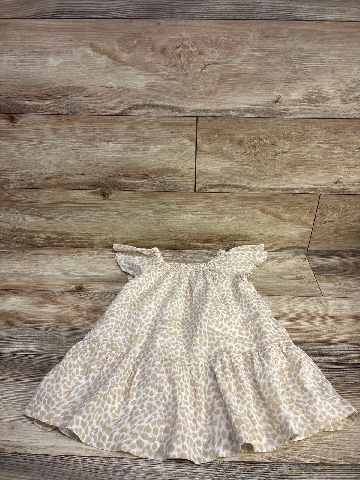 Baby Gap Leopard Print Flutter Sleeve Dress Tan sz 4T