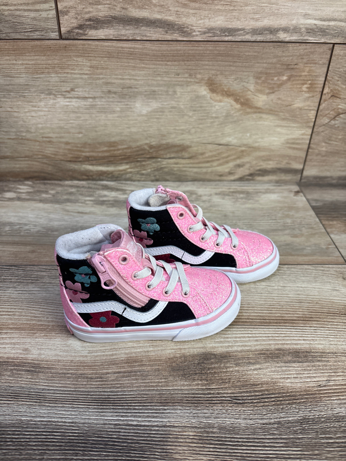 Vans Sk8-Hi Reissue Side Zip Glitter Shoe Pink sz 5.5c