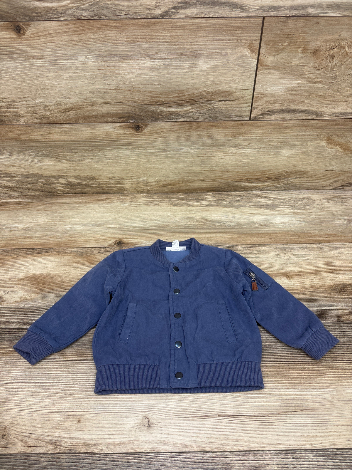 Miniclasix Button-Front Bomber Jacket Blue sz 9m