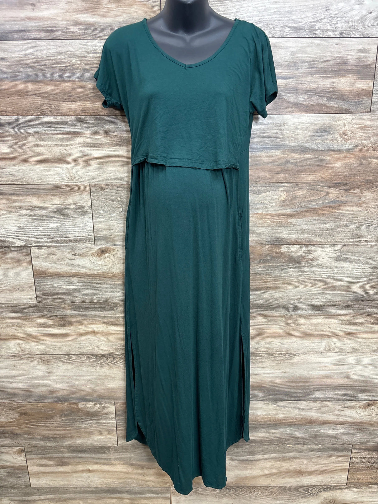 Smallshow Nursing Maxi Maternity Dress Green sz Medium