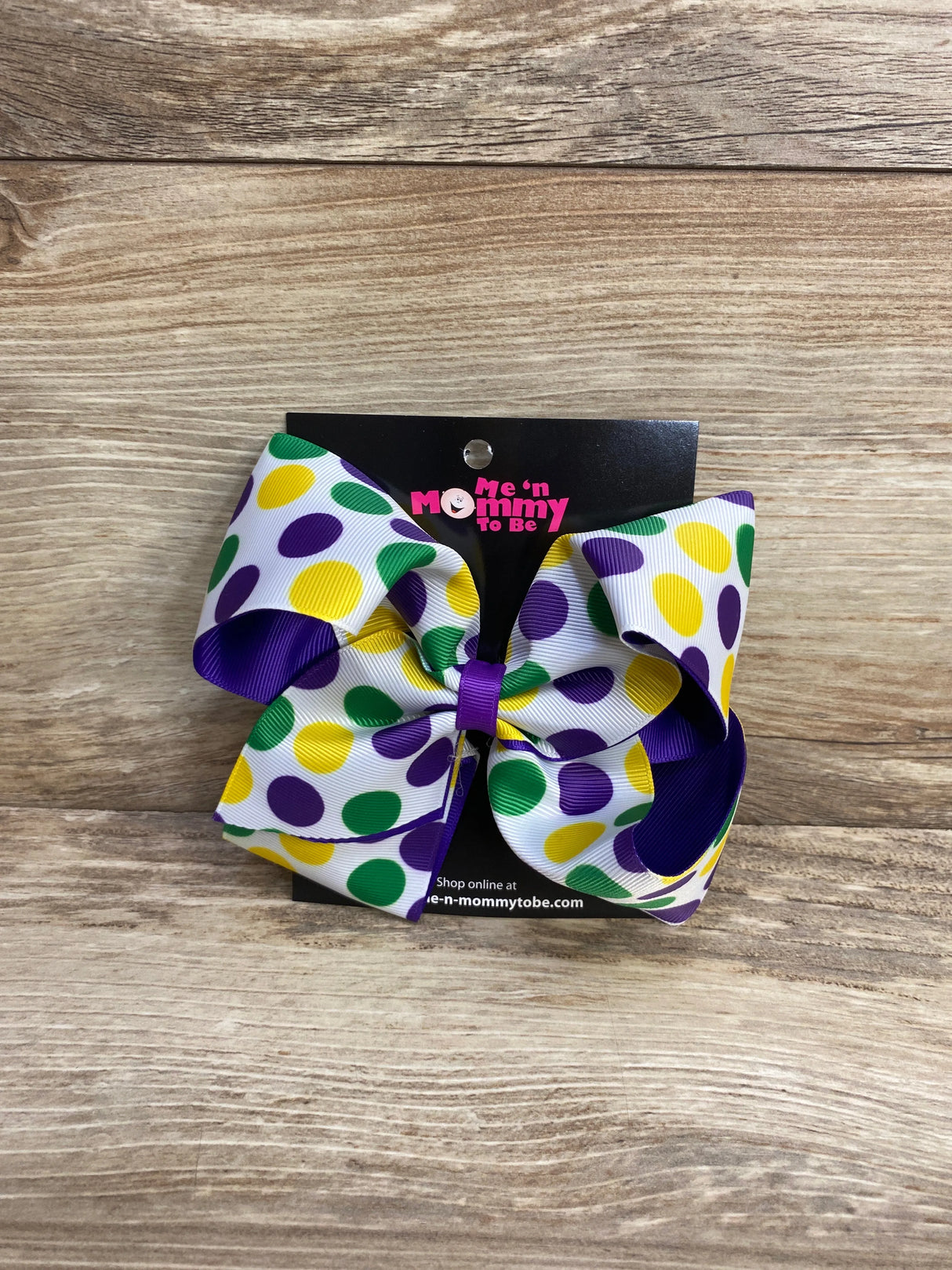 NEW Mardi Gras Polka Dot Bow - Me n Mommy To Be