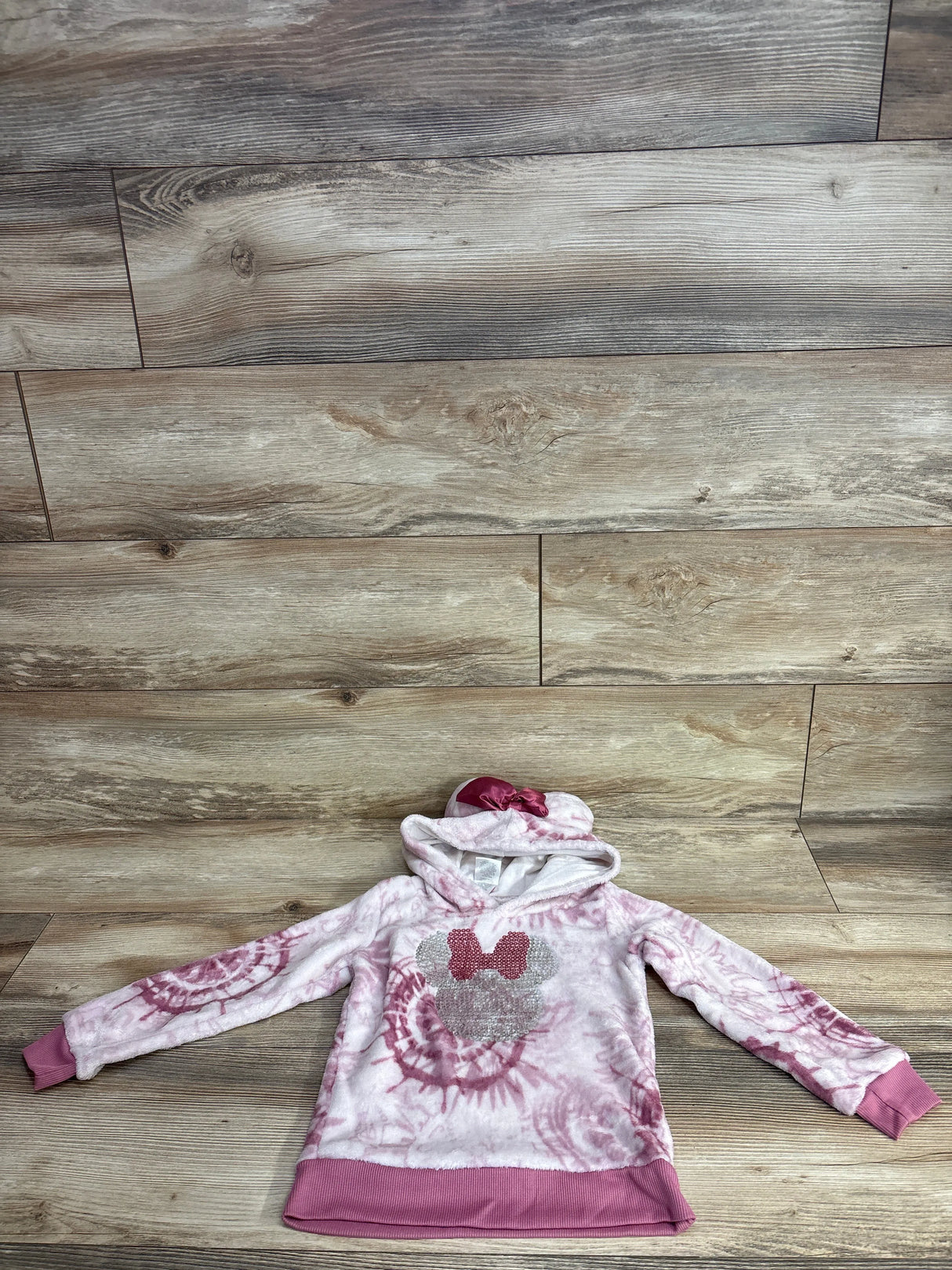 Disney Junior Textured Minnie Mouse Plush Hoodie Pink sz 4T