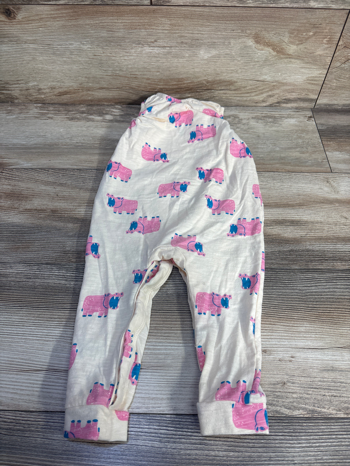 Cat & Jack Hippo Print Sleeveless Jumpsuit Ivory sz 12m