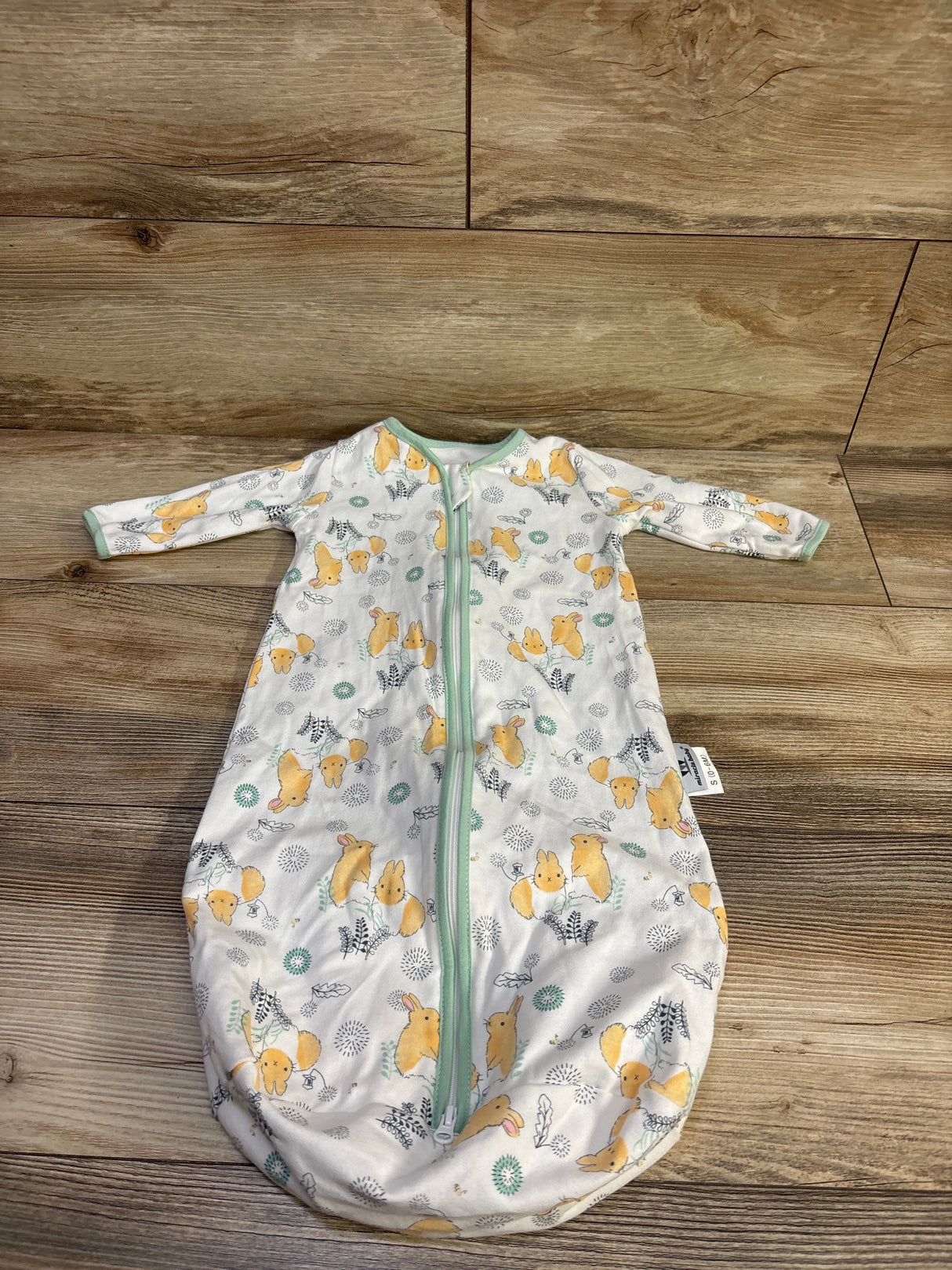 Miracle Baby Bunny Print Zip Sleep Sack White sz 0-6m