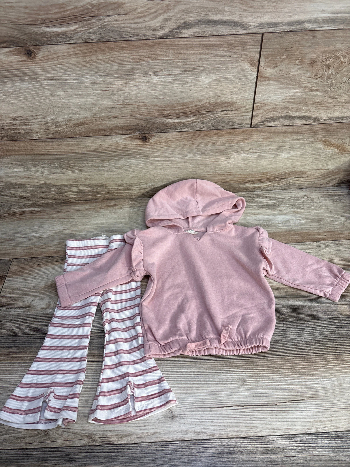 Jessica Simpson 2pc Pull Over Hoodie & Ribbed Pants Set Pink sz 12m