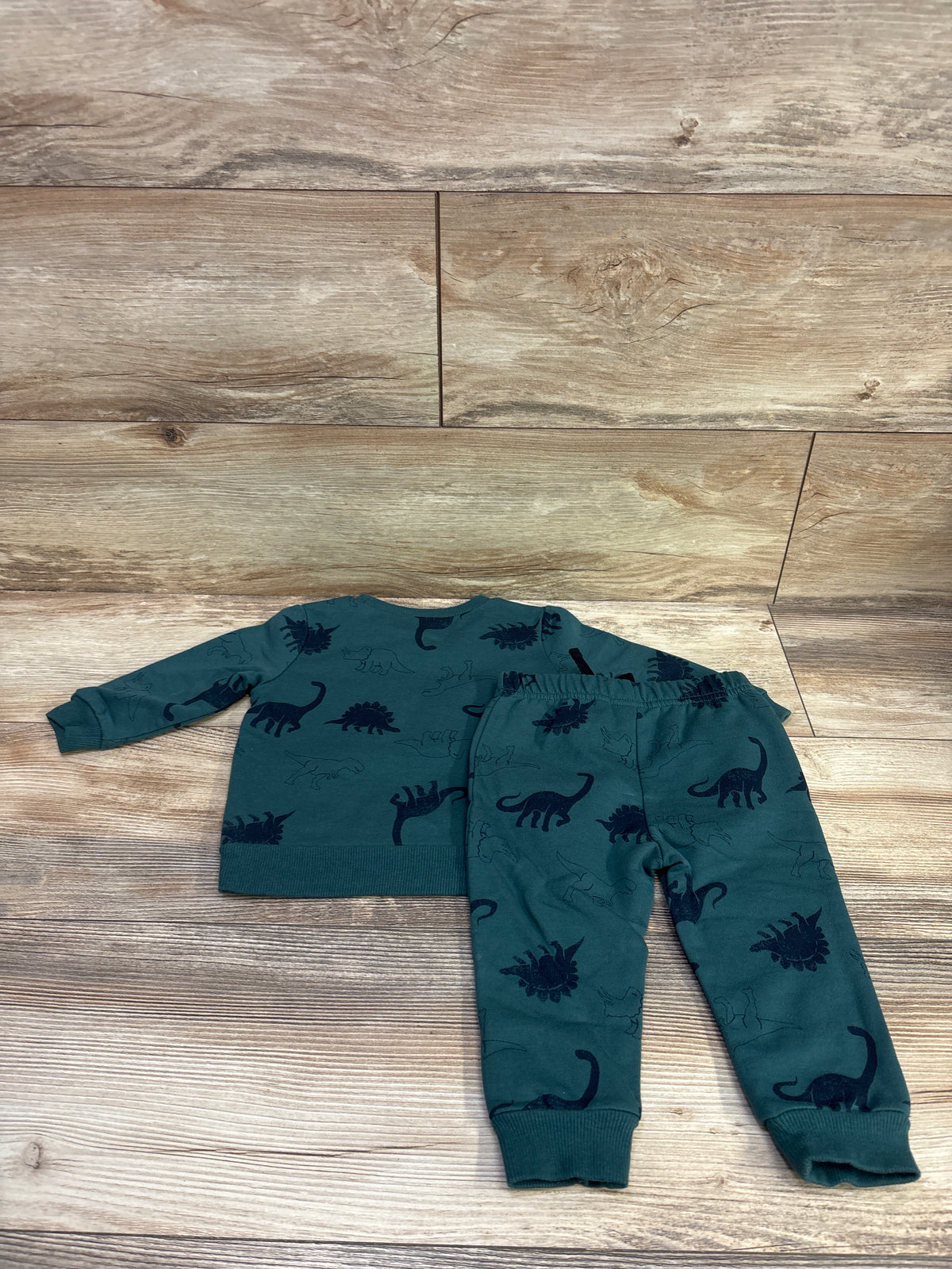 PL Baby 2pc Dinosaur Pullover Sweatshirt & Pants Set Green sz 12m