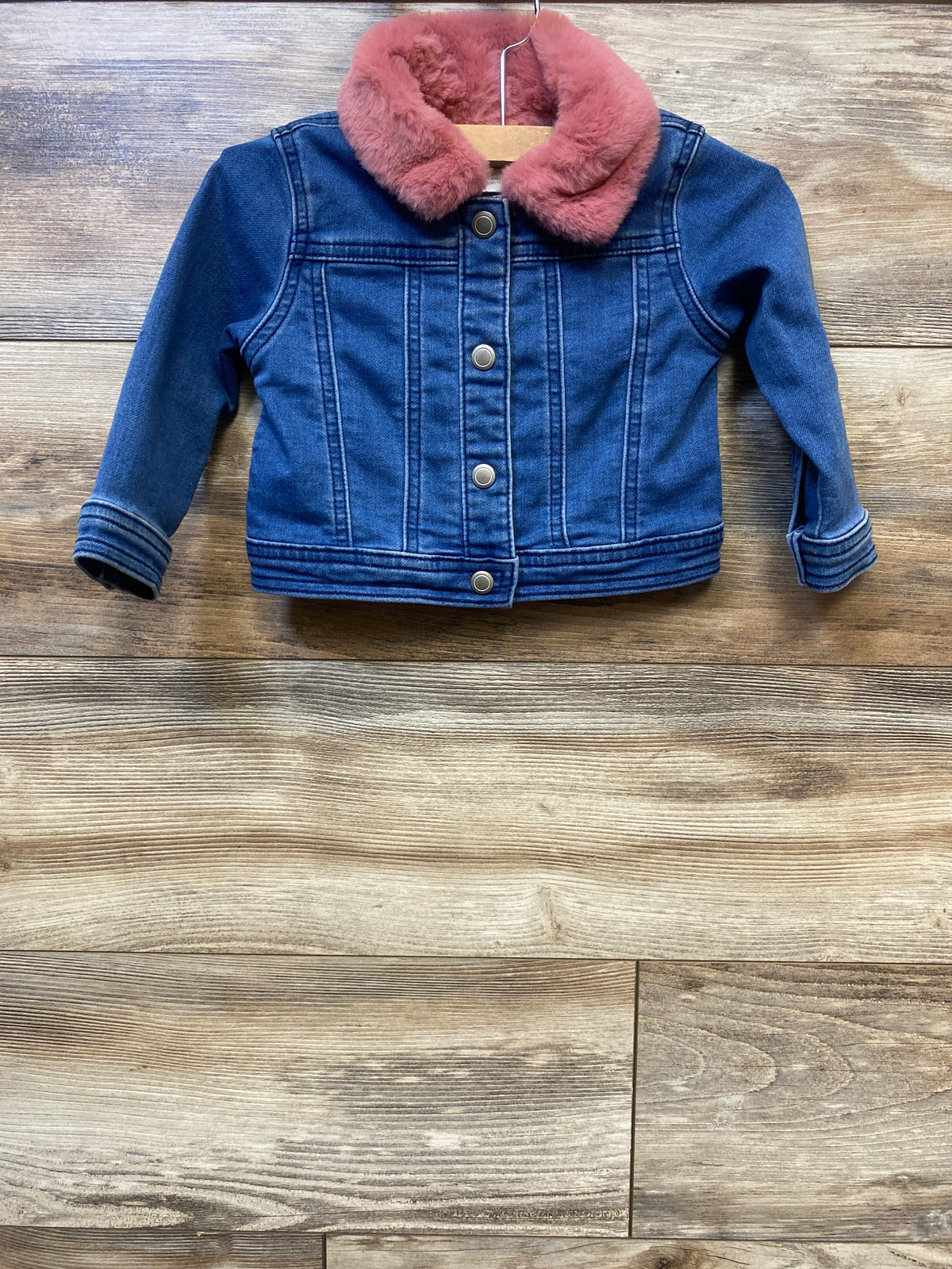First Impressions Fur-Collar Denim Jacket Blue sz 12m