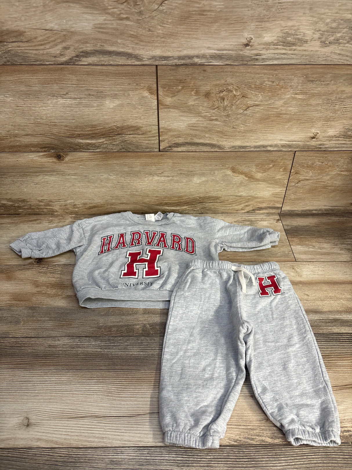 H&M Harvard University Pullover Sweatshirt & Joggers 2pc Set Grey sz 12m