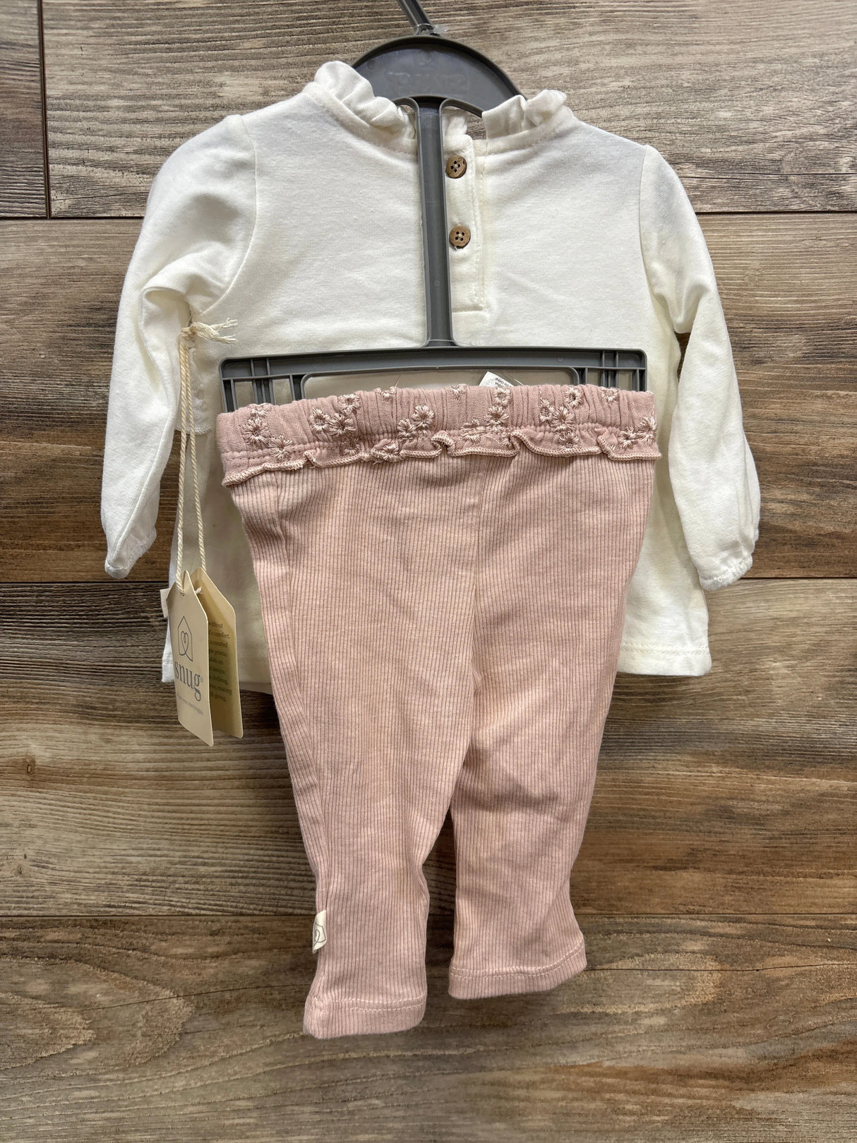 NEW Snug 3pc Shirt & Ribbed Pants Set White sz 0-3m