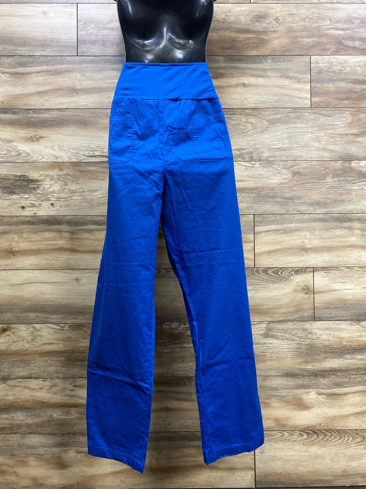 Butter-Soft Stretch Full Panel Maternity Scrub Pants Blue sz XL