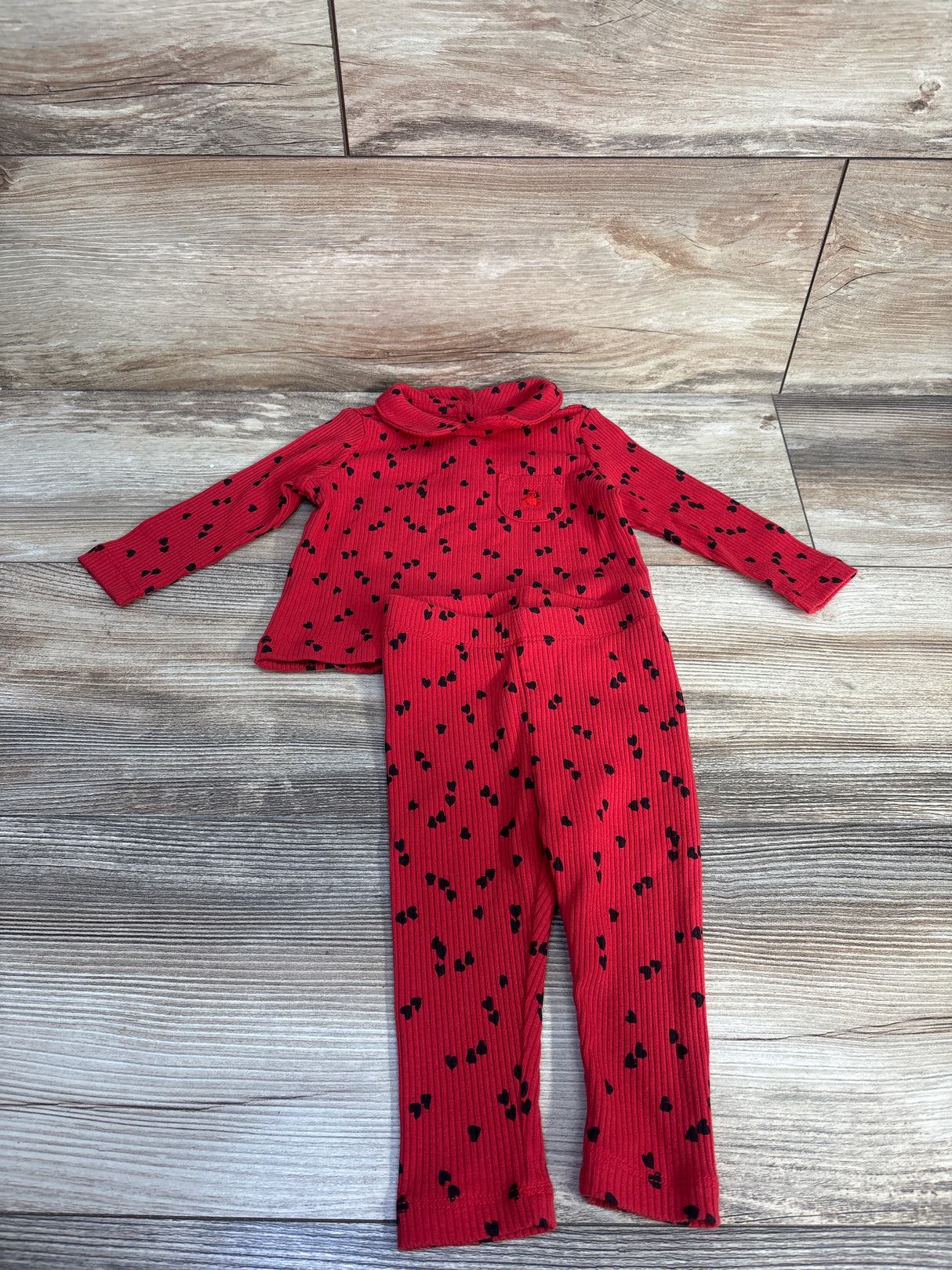 Baby Gap 2pc Rib Heart Shirt & Pants Set Red sz 3-6m