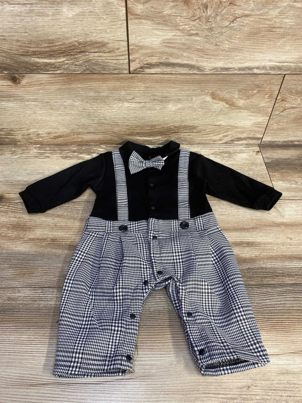 Hemarlsle Tweed Bow-Tie Coverall Black sz 3-6m