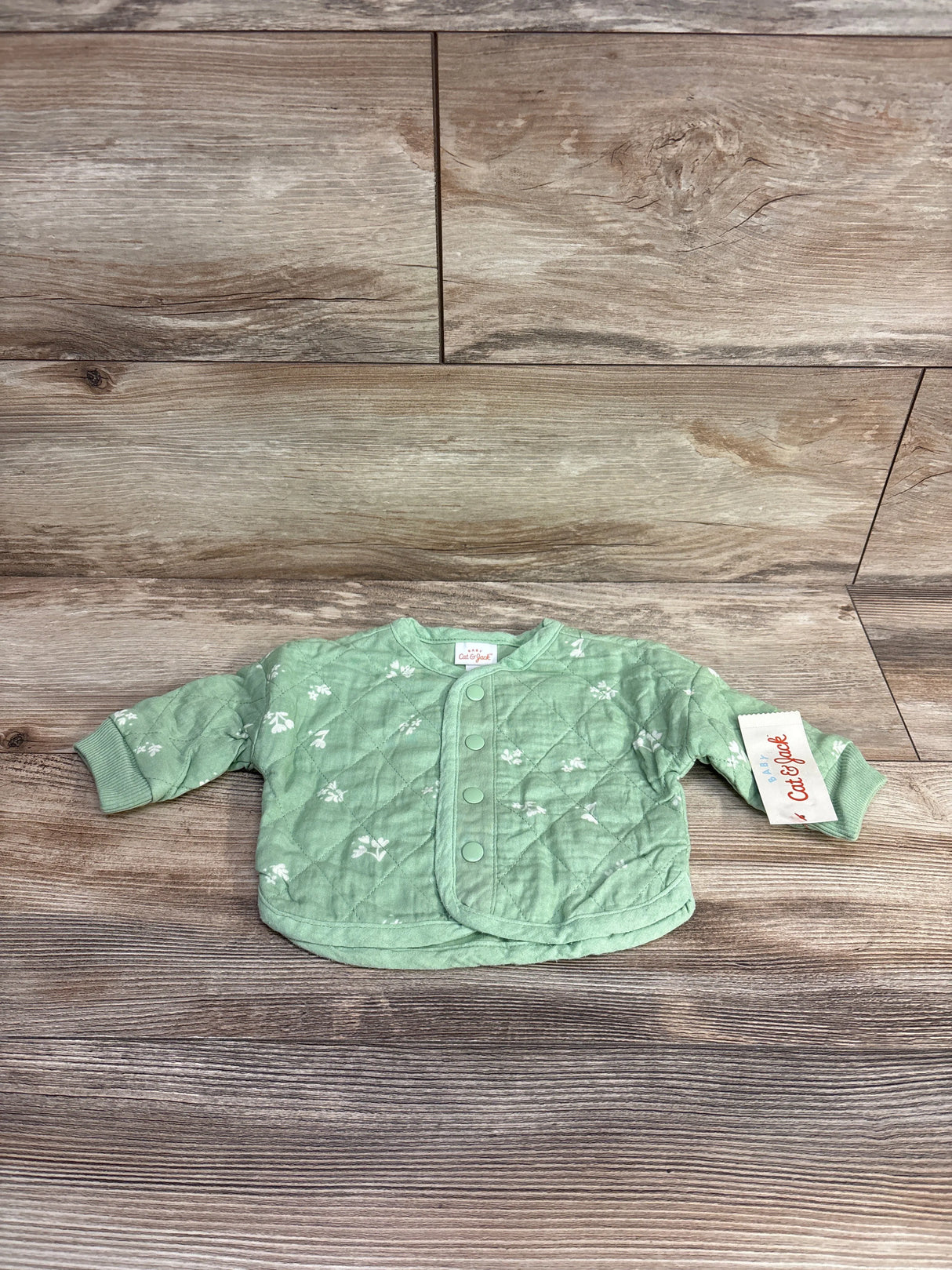 NEW Cat & Jack Floral Chambray Quilted Jacket Green sz 0-3m
