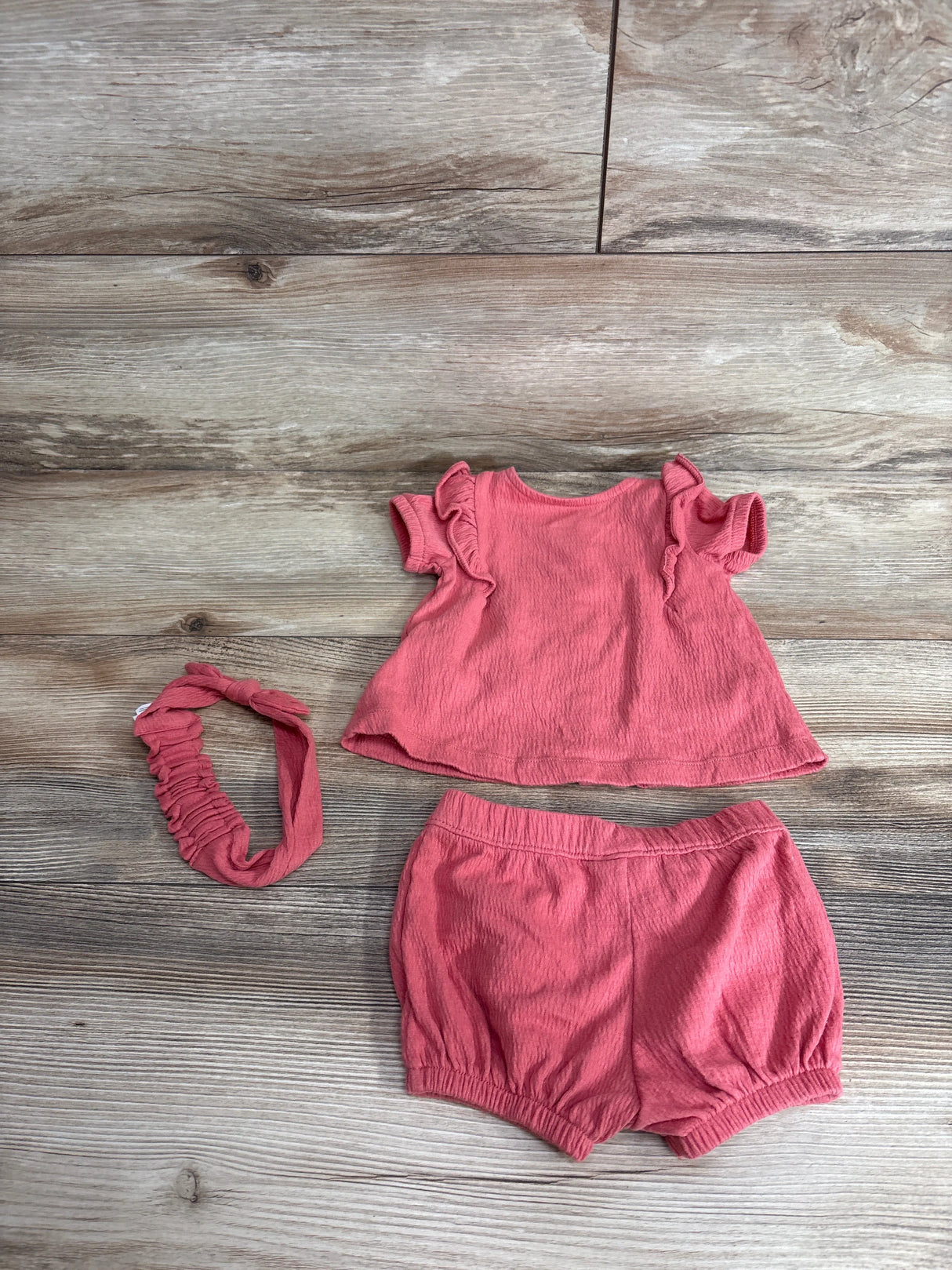 Carter's 3pc Gauze Button-Up Shirt, Shorts, & Headband Set Red sz 6m