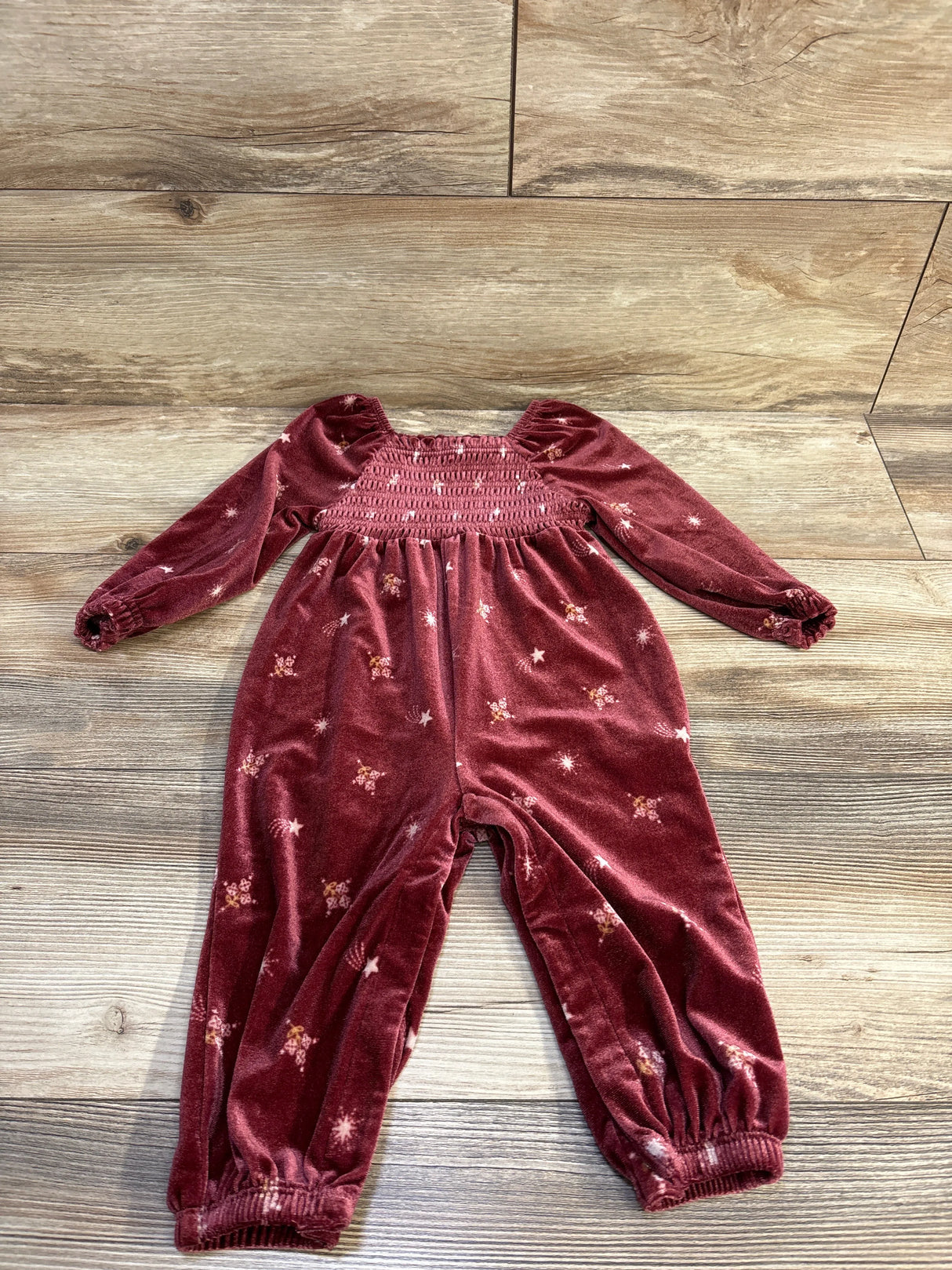 Old Navy Velvet Smocked Coverall Red sz 12-18m