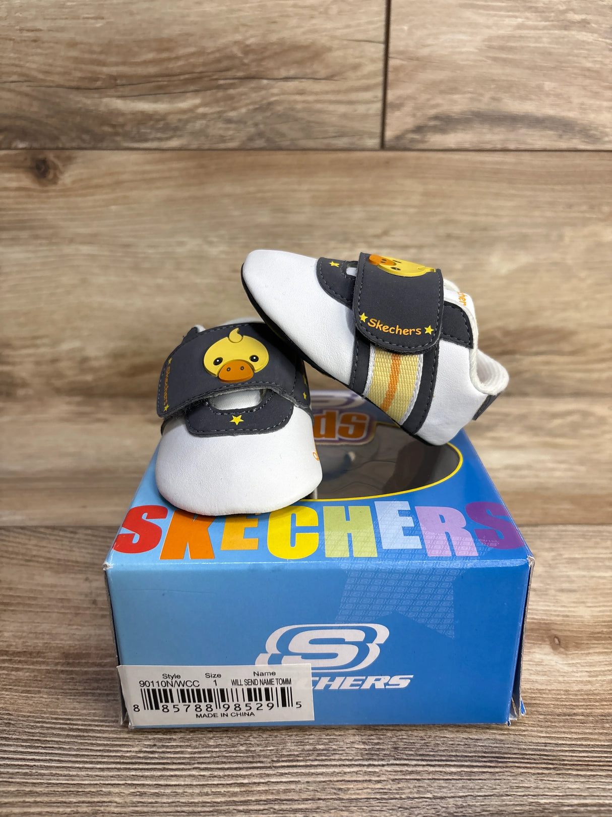 NEW Skechers 'Will Send Name Tomm' Adjustable Strap Shoes, White sz 1c