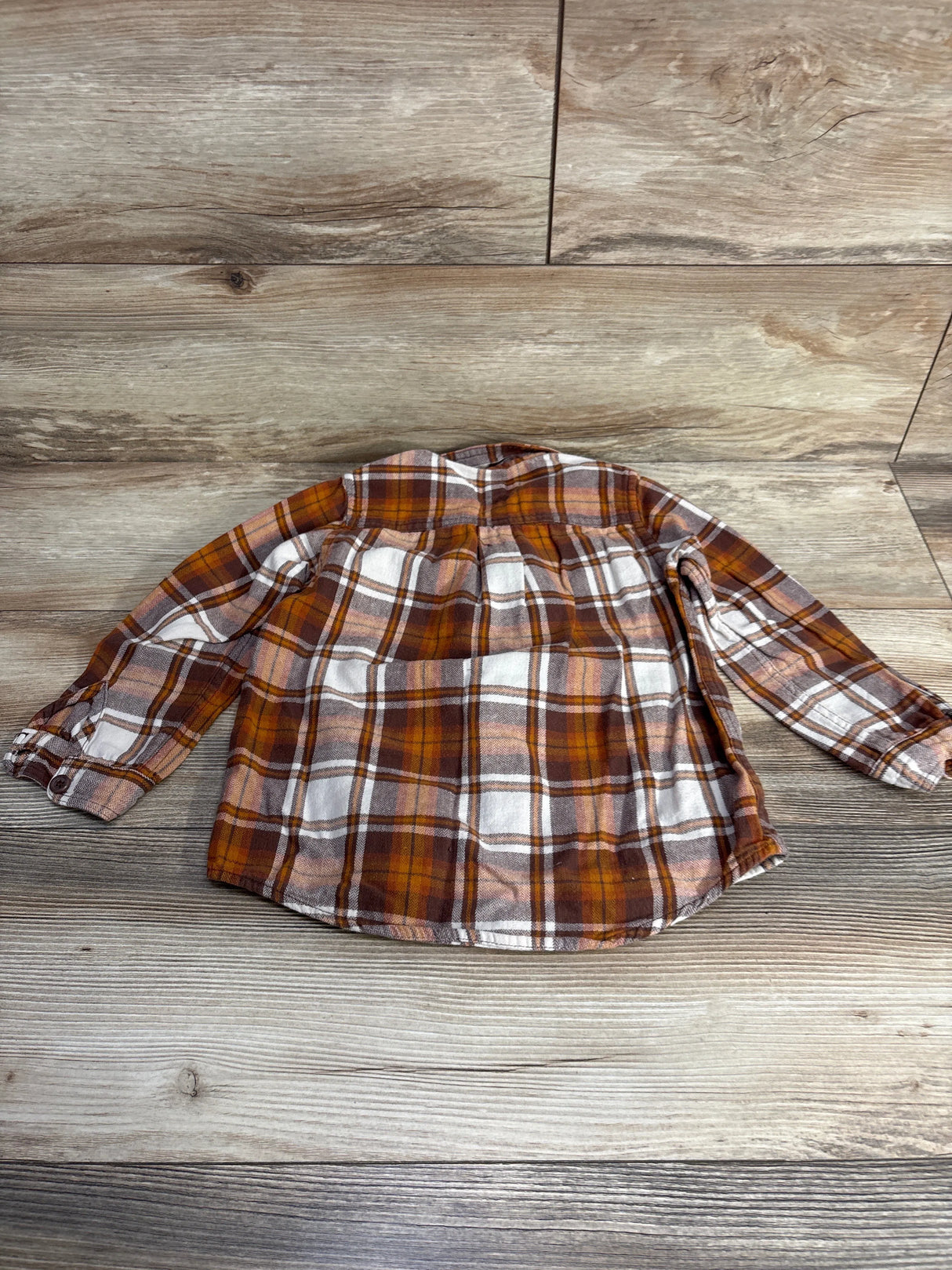 Children's Place Plaid Button Up Flannel Shirt Brown sz 5T