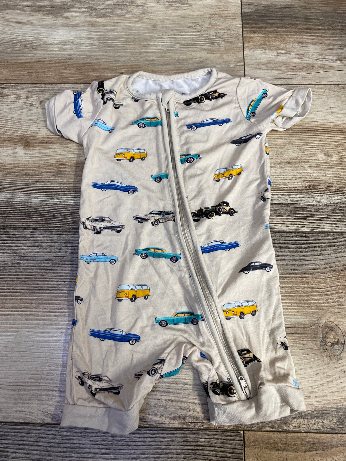 Miozing Car Print Short Romper Beige sz 3-6m