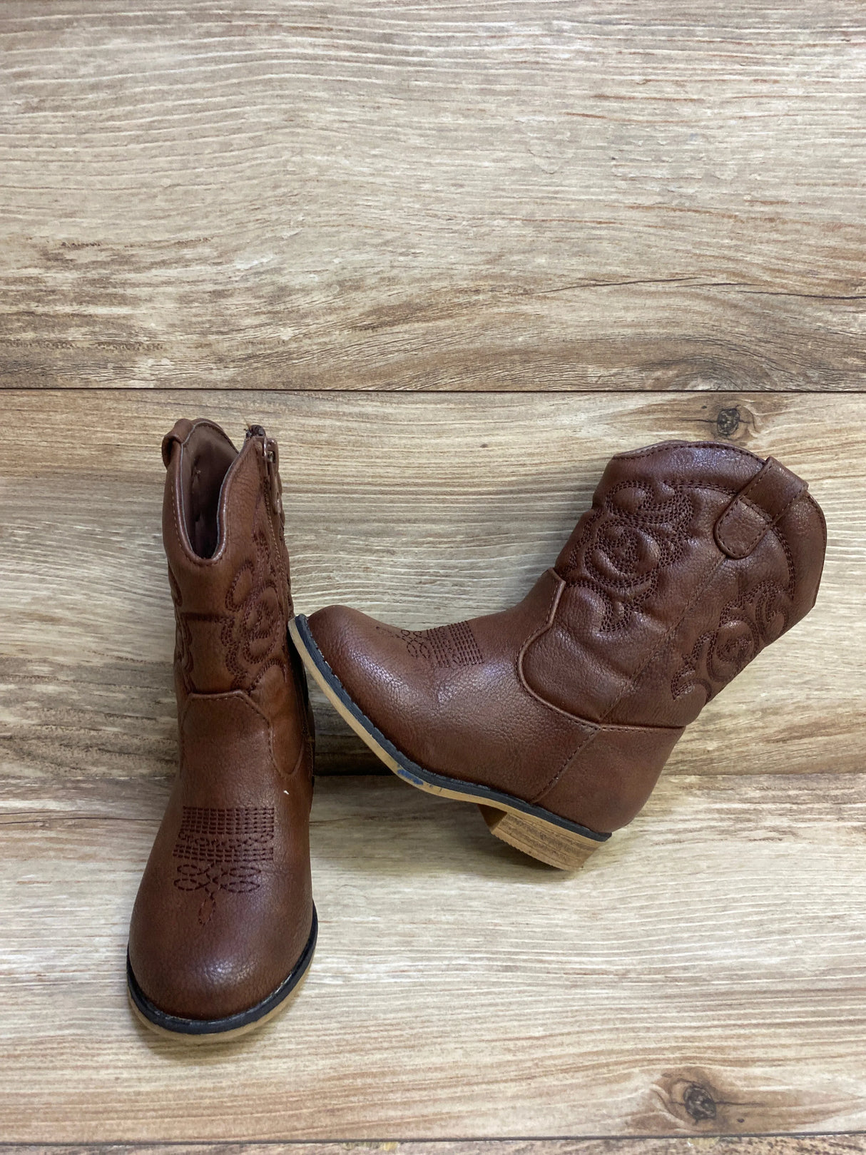 Cat & Jack Memphis Zipper Western Boots Brown sz 7c