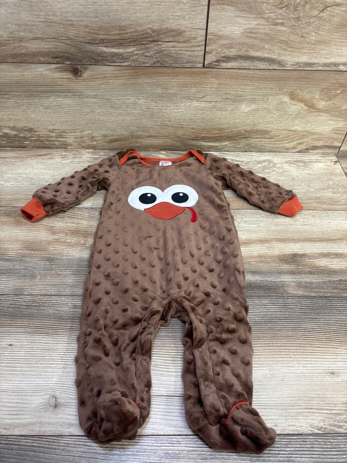Baby Starters Minky Dot Turkey Coverall Brown sz 6m