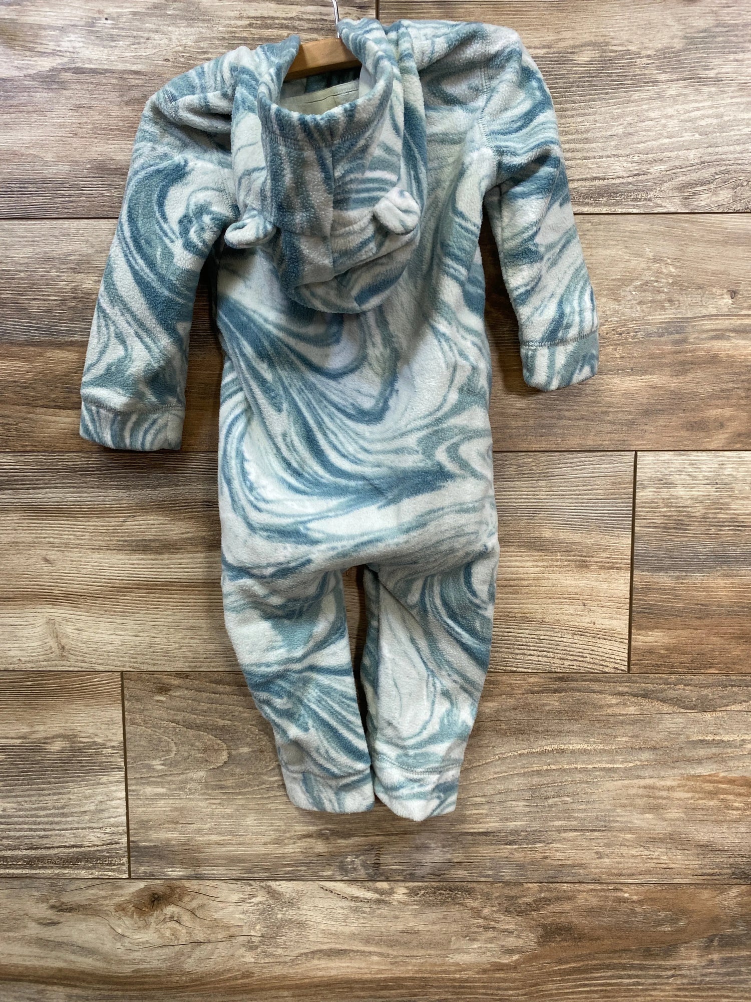 Baby Gap Fleece Hooded Coverall Blue sz 12-18m
