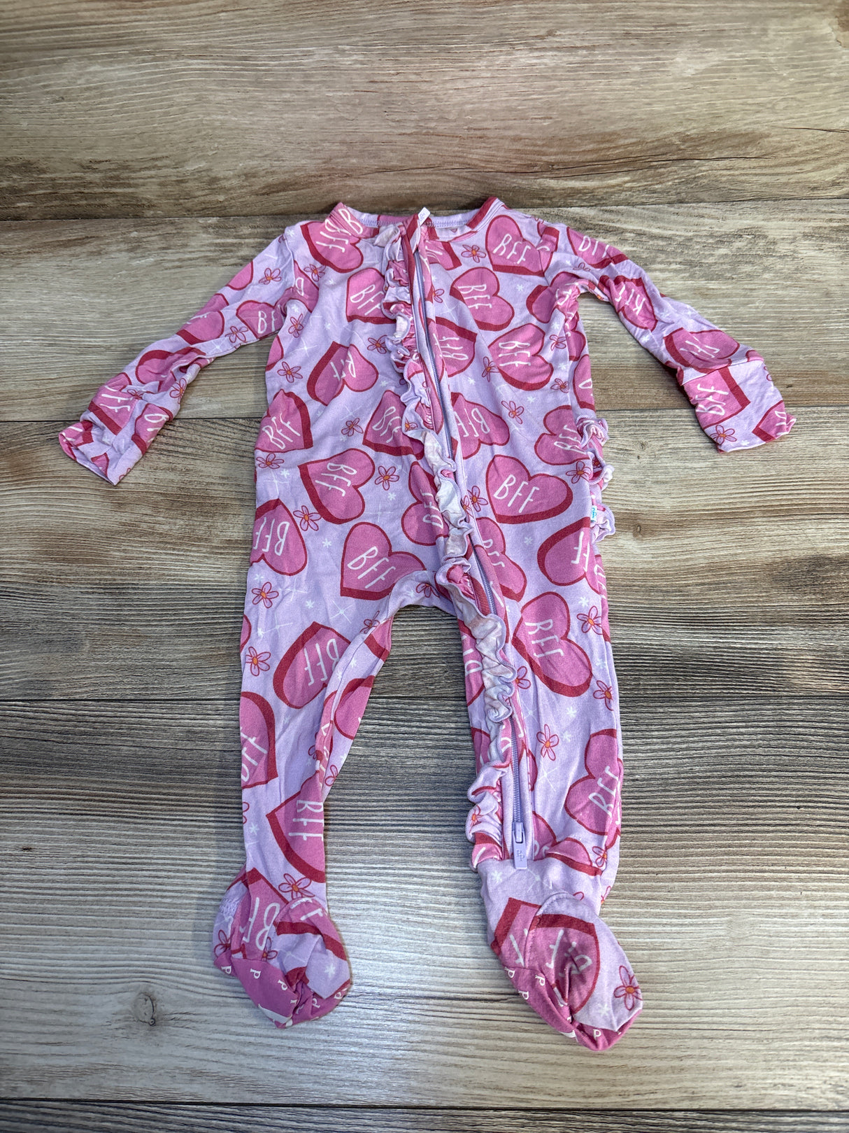 Posh P Besties Ruffled Zippered One Piece Footie Lilac sz 3-6m
