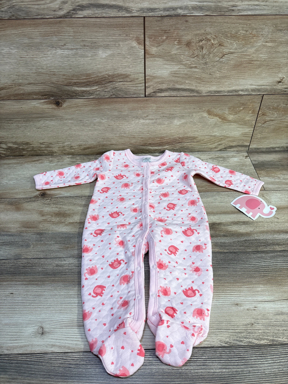NEW Little Beginnings Quilted Elephant Print Sleeper Pink sz 6-9m