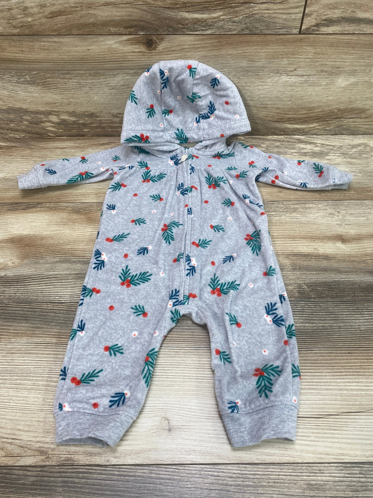 Carter's Hooded Fleece Coverall Grey sz 6m - Me n Mommy To Be