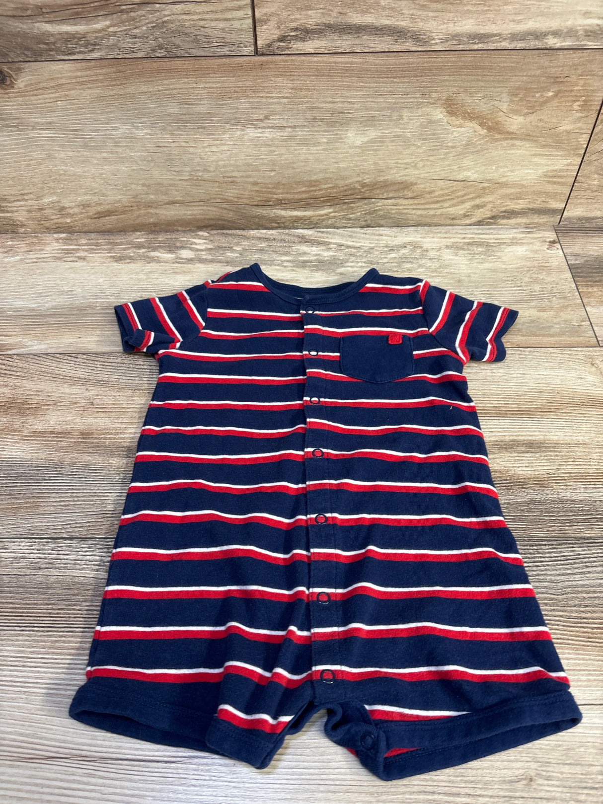 Simple Joys Striped Button-Front Shortie Romper Blue sz 24m
