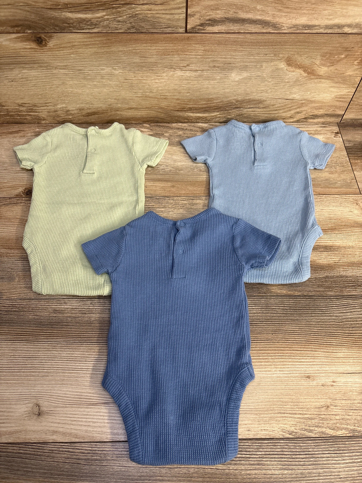 Dnky 3pk Waffle Knit Bodysuits Blue sz 3-6m
