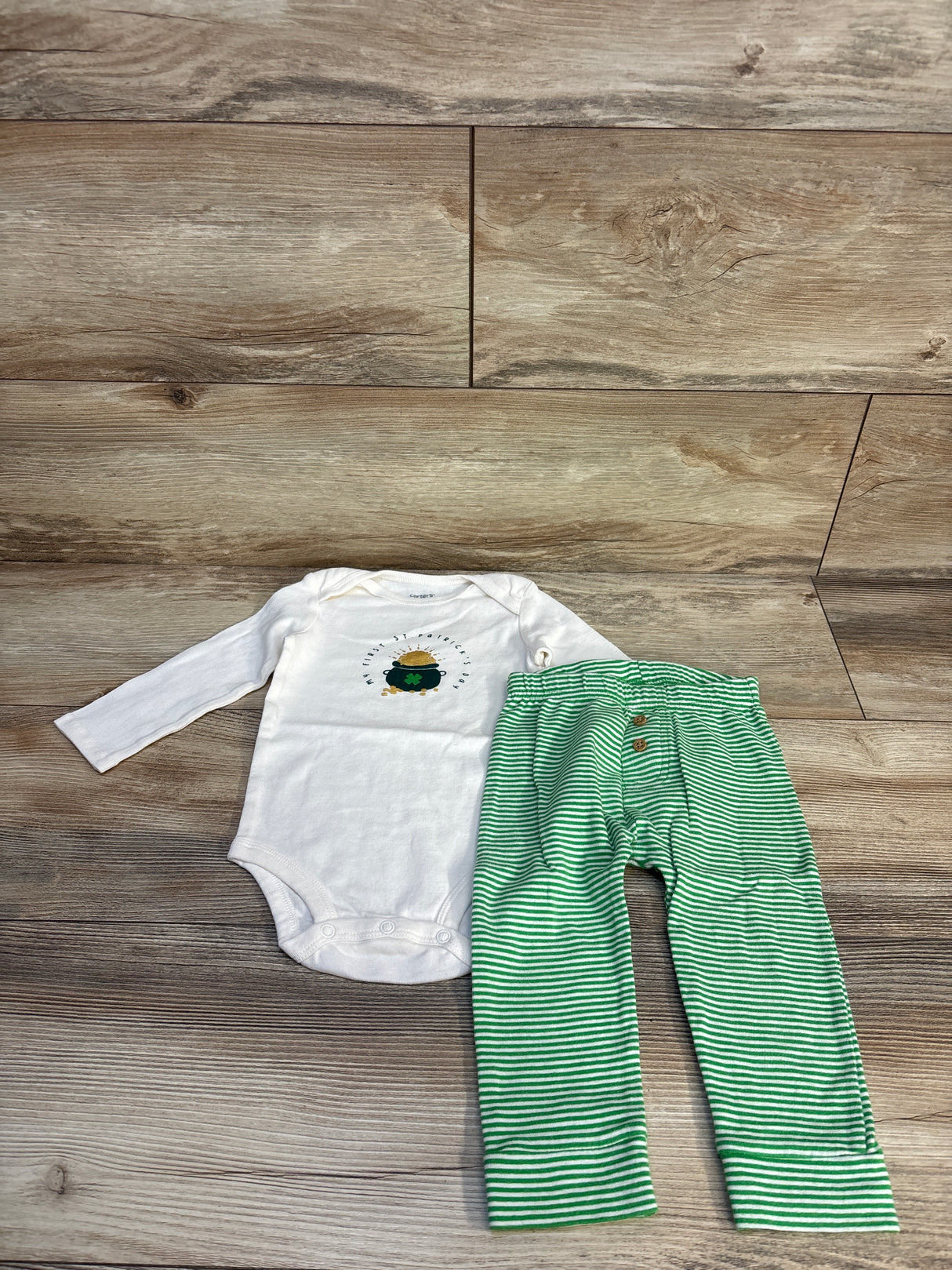 Carter's 2pc My First St Patrick's Day Bodysuit Set Cream sz 12m