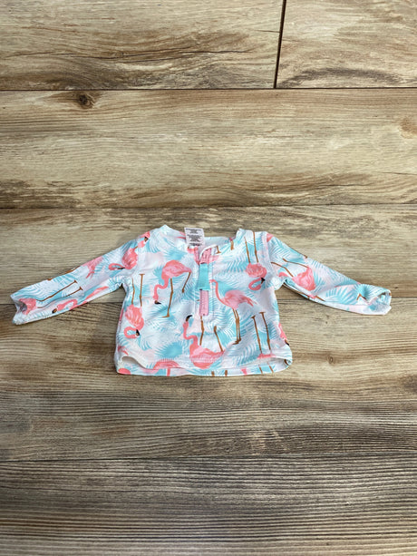 Ruffle Butts Flamingo Rashguard White sz 3-6m - Me n Mommy To Be