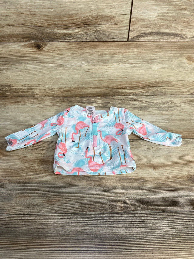 Ruffle Butts Flamingo Rashguard White sz 3-6m - Me n Mommy To Be