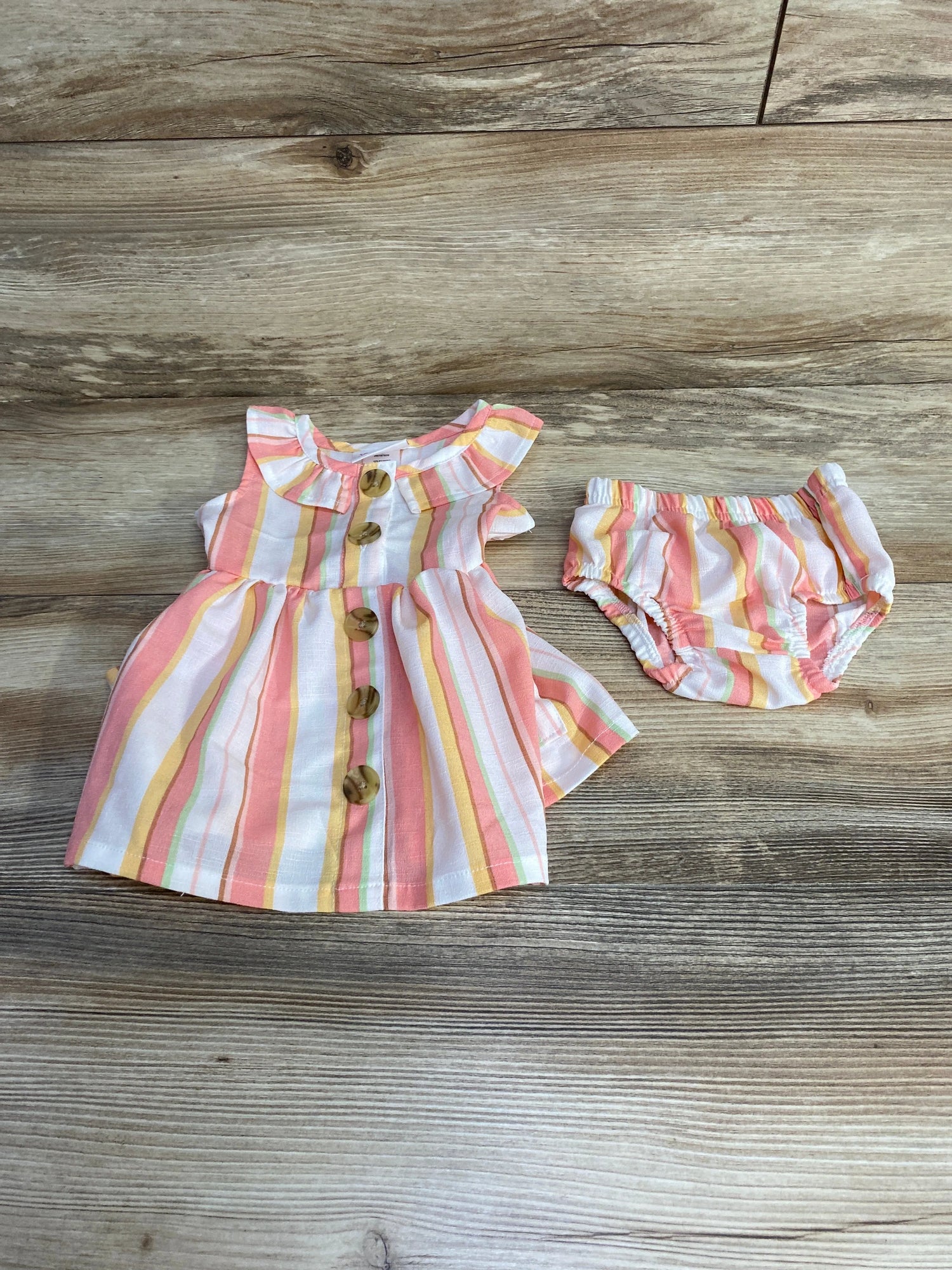Little Lass 2pc Striped Dress & Bloomers Pink sz 0-3m - Me n Mommy To Be