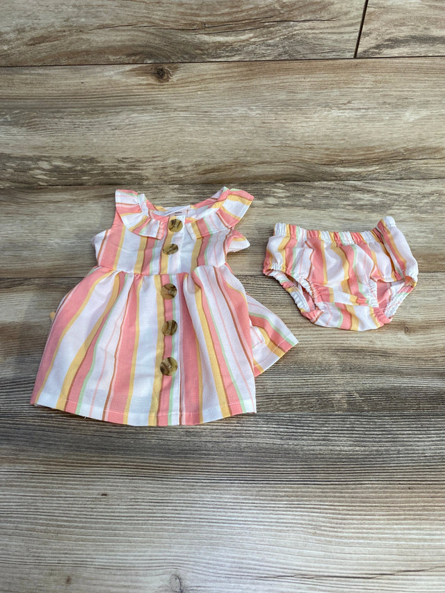 Little Lass 2pc Striped Dress & Bloomers Pink sz 0-3m - Me n Mommy To Be