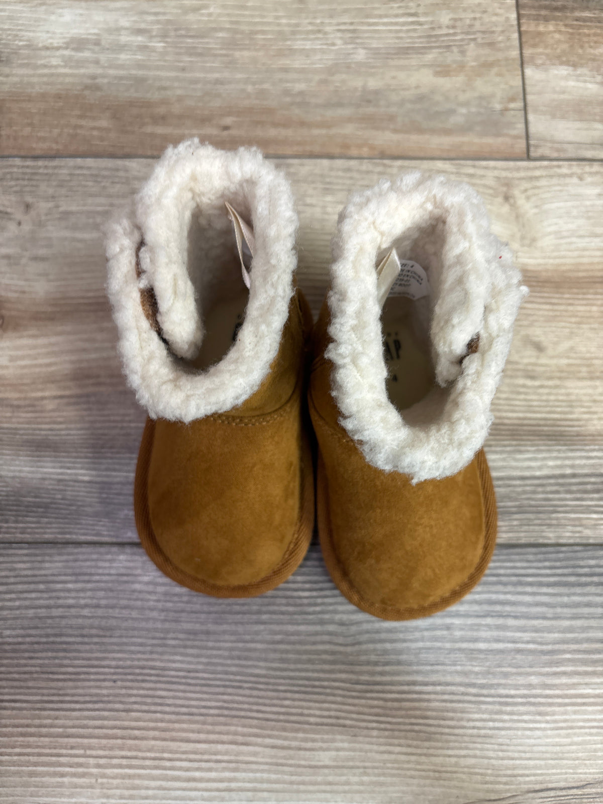 Baby Gap Vegan Suede Sherpa Lined Cozy Boots Cognac Brown sz 4c