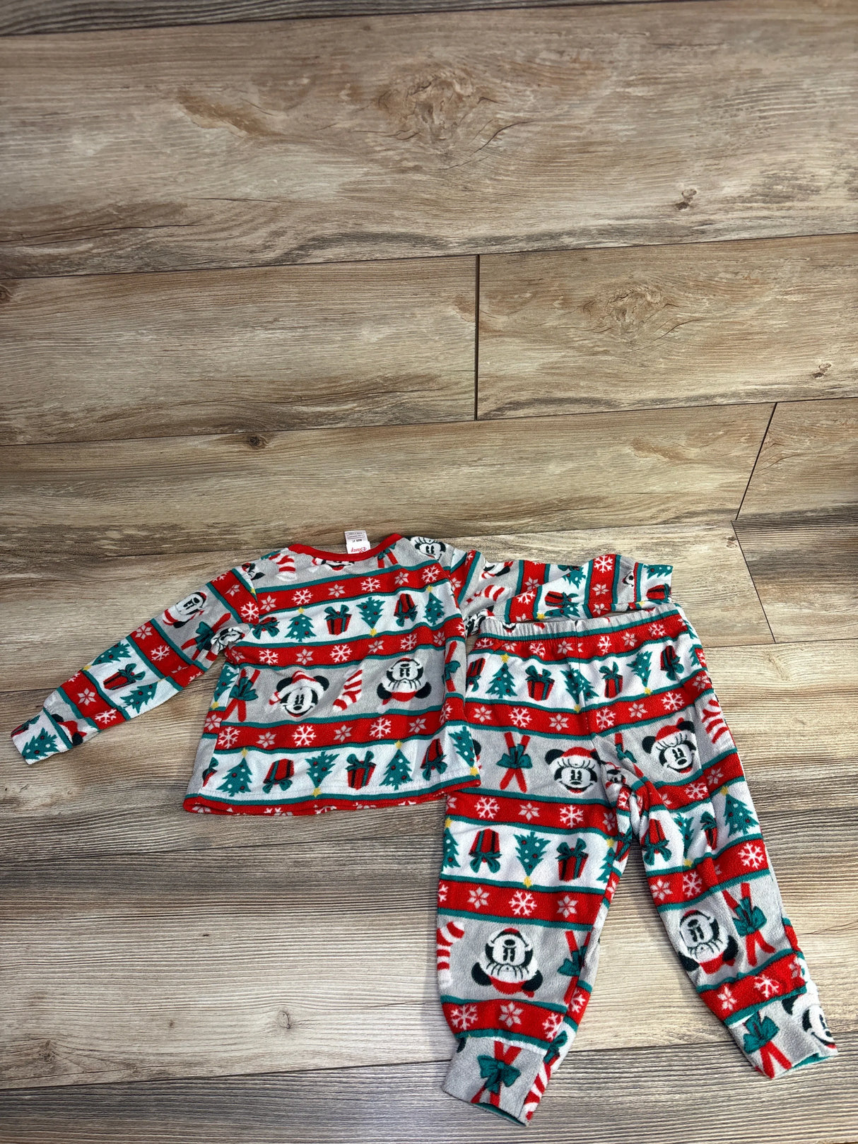Disney 2pc Christmas Mickey Mouse Joy Pajama Set Grey sz 3T