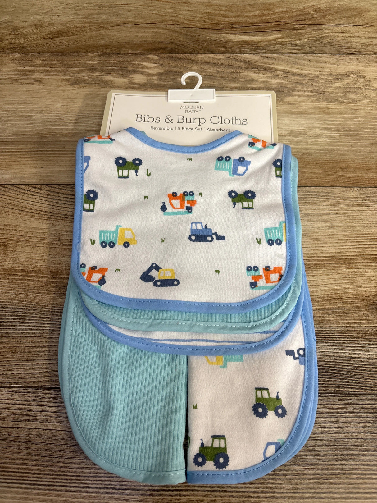 NEW Modern Baby Bibs & Burp Cloths 5pc Set - Blue