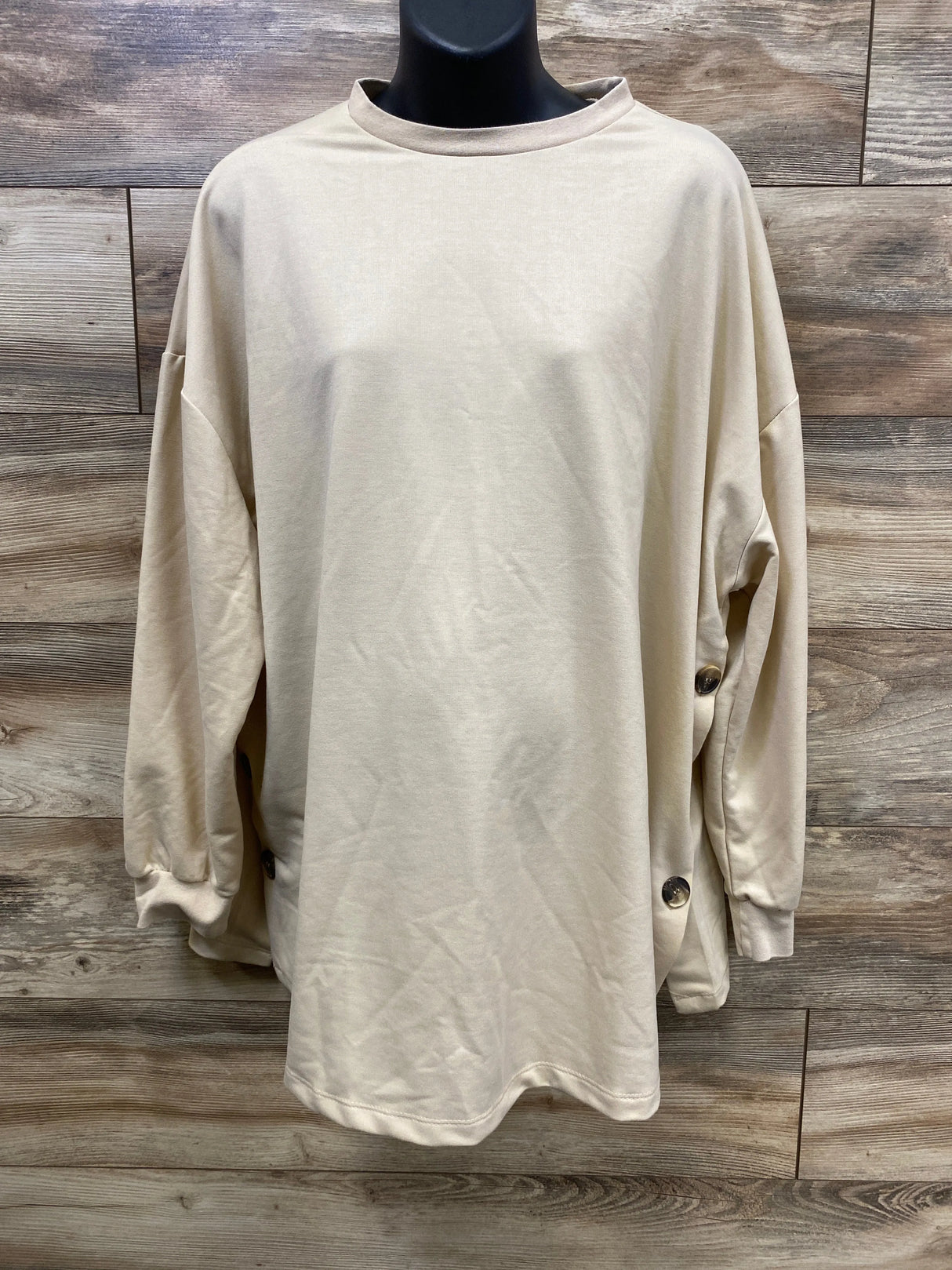 Boohoo Maternity Side Button Nursing Shirt Tan sz Medium