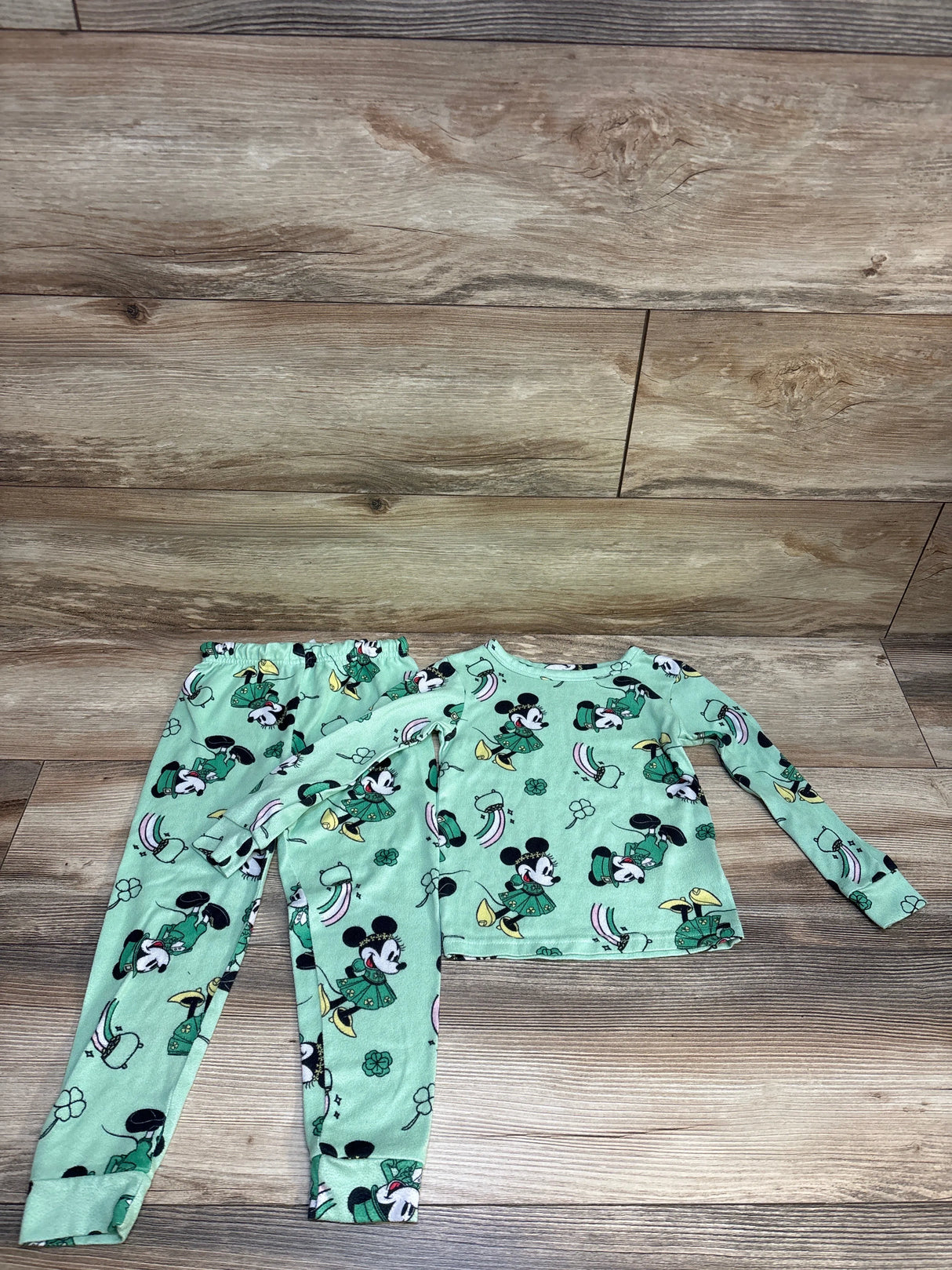 Disney Junior 2pc Mickey Mouse St Patrick's Day Pajama Set Sage sz 5T