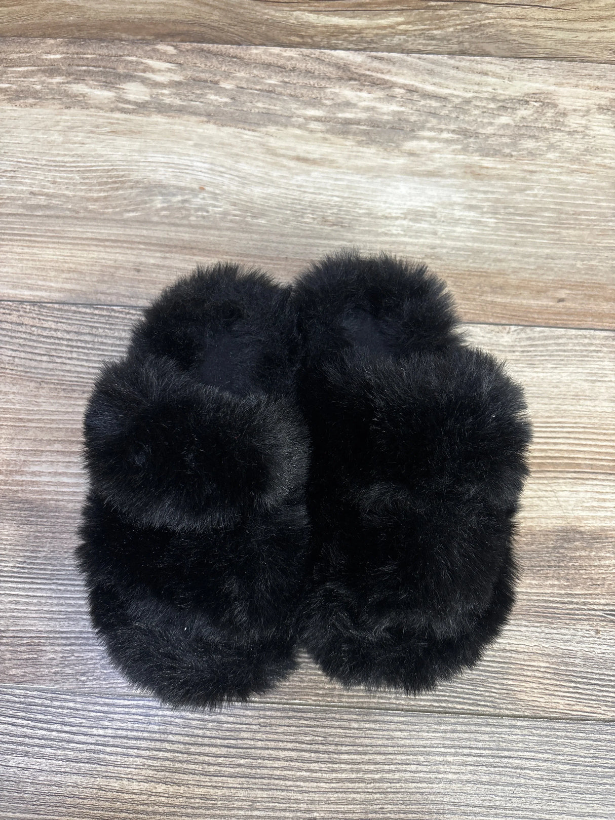 Plush Slide Slippers Black sz 9c