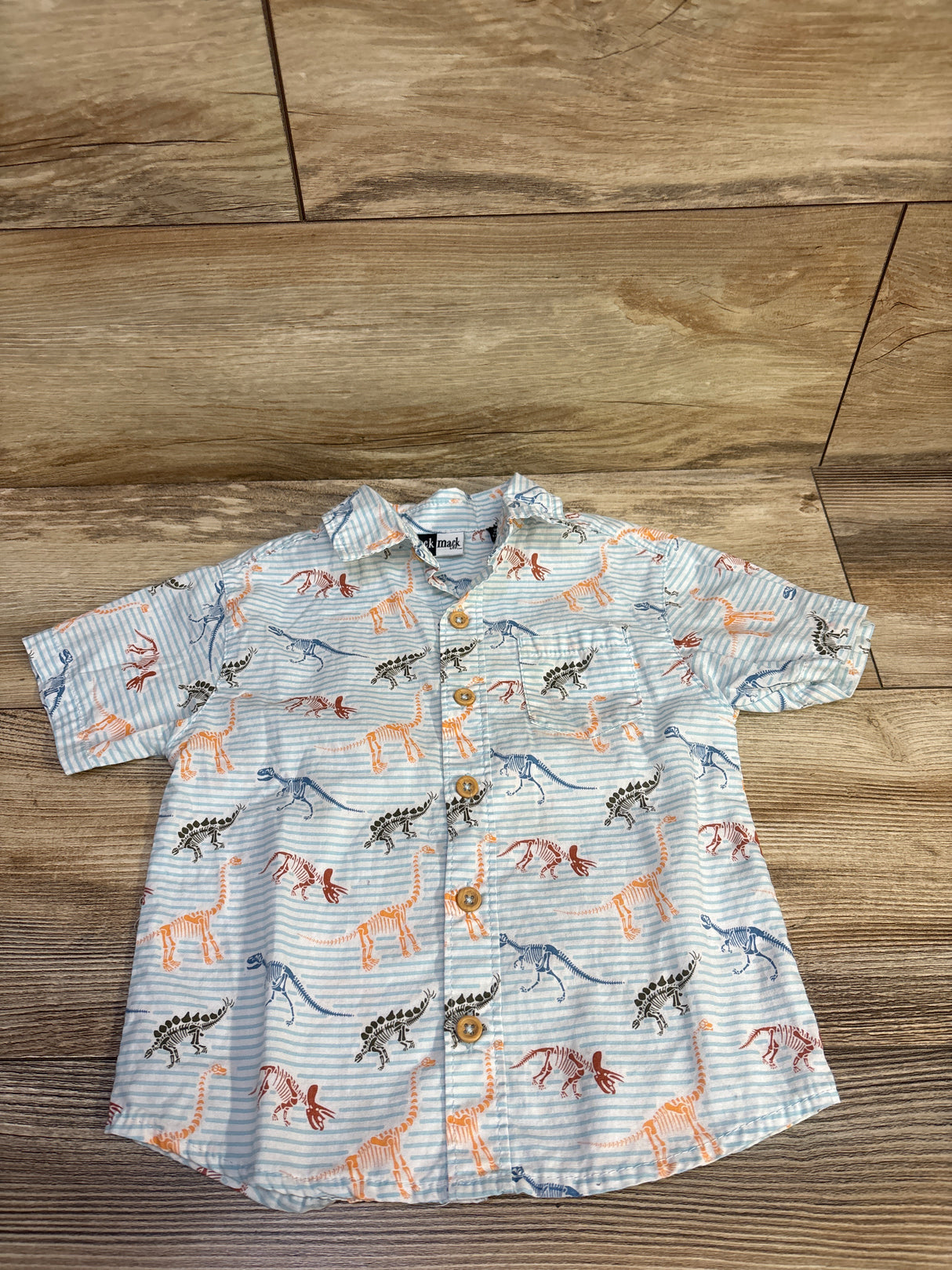 Mick Mack Button Up Dinosaur Shirt Blue sz 24m