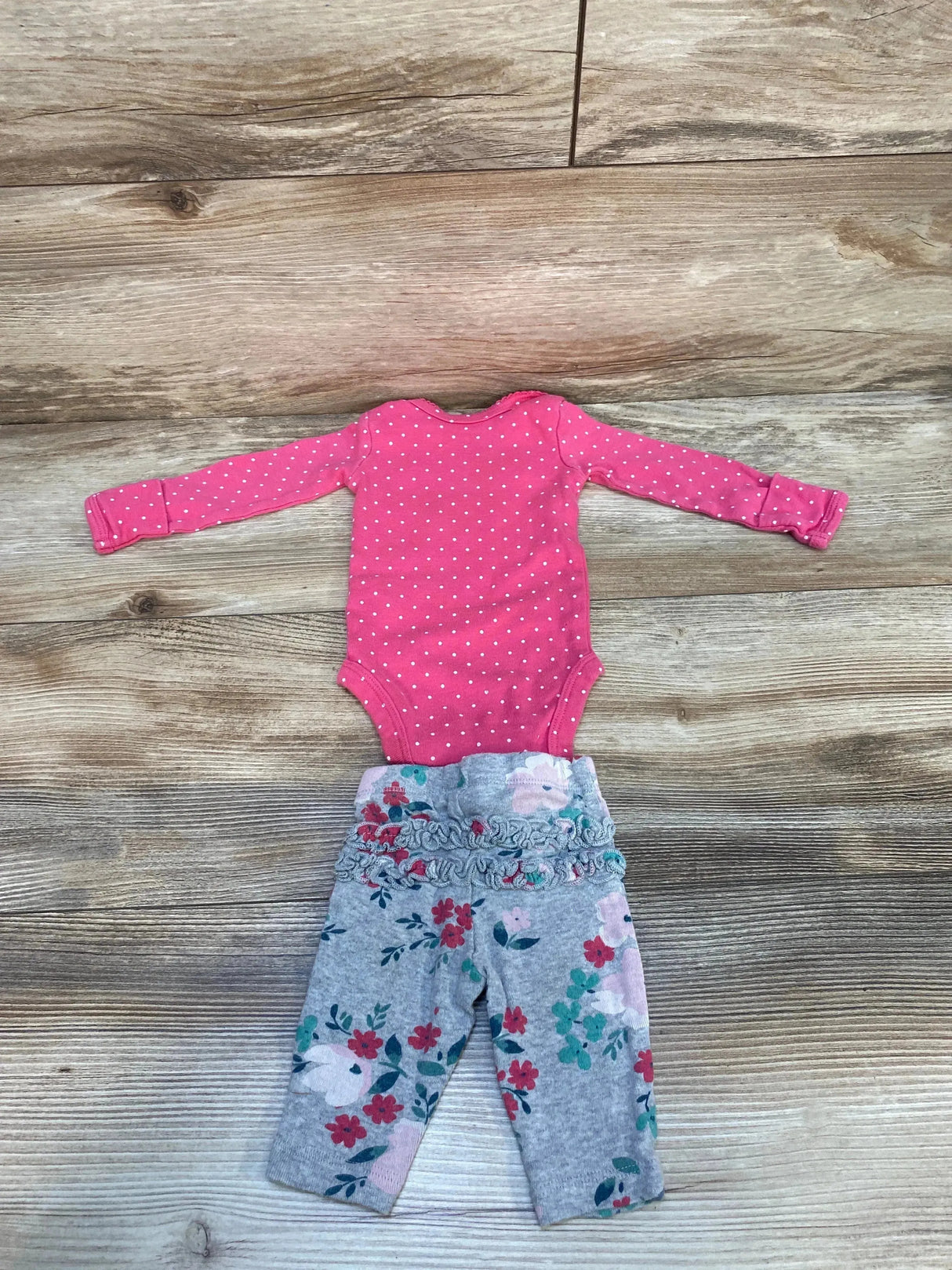 Carter's 2pc LS Polka Dot Bodysuit & Pants Pink sz Newborn - Me n Mommy To Be