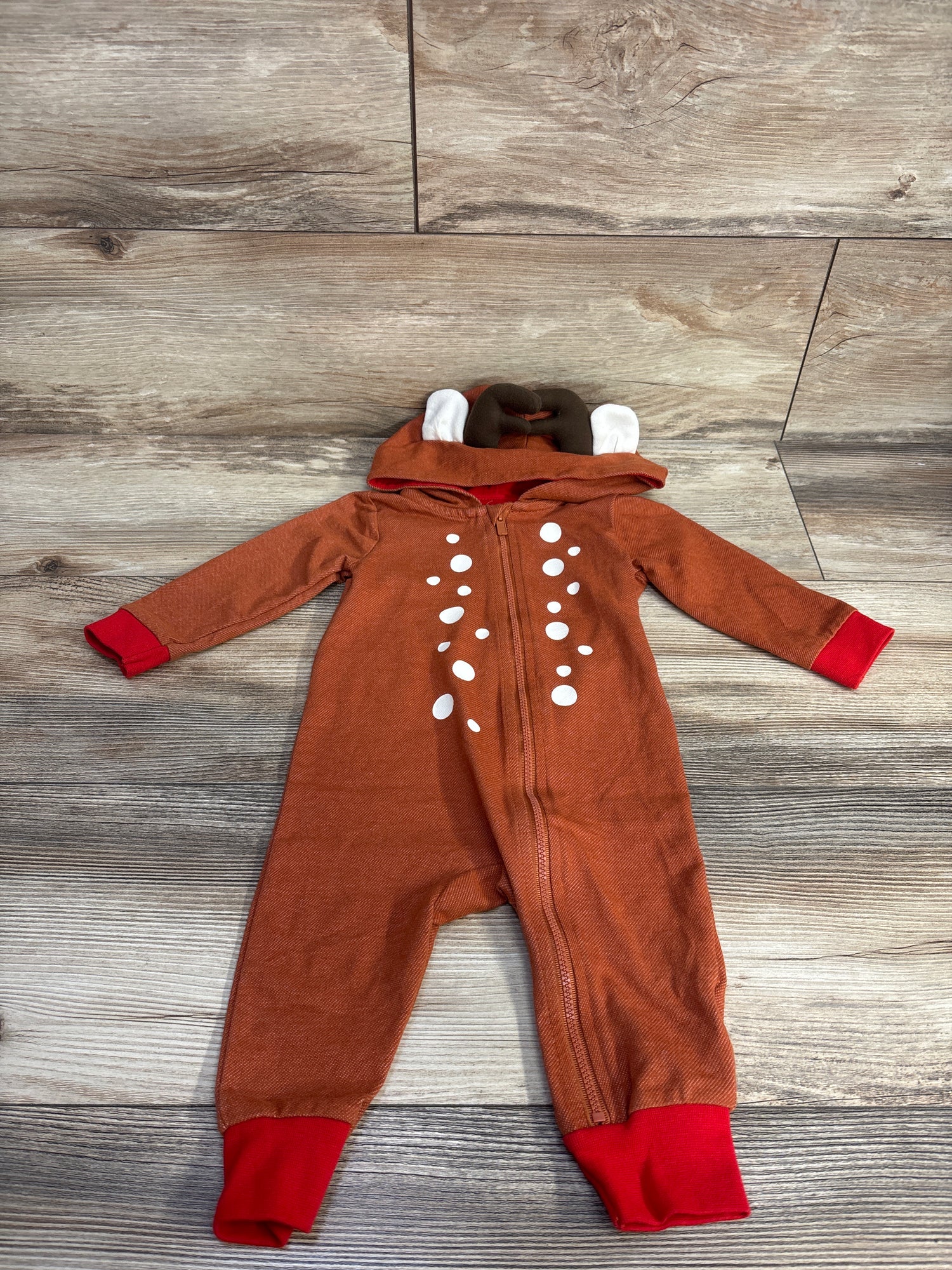 Cat & Jack Reindeer Hooded Coverall Brown sz 6-9m