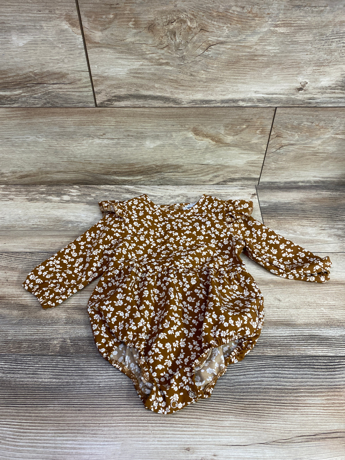 Bailey's Blossoms Long Sleeve Bubble Romper in Floral Brown sz 9-12m