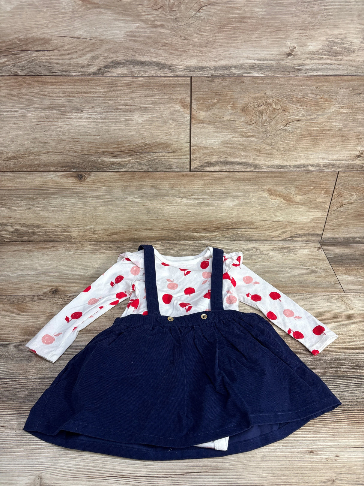 Cat & Jack 2pc Set Corduroy Skirtall & Long Sleeve Bodysuit White sz 18m