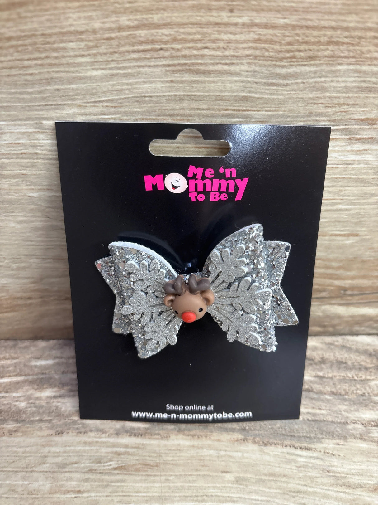 NEW Double-Layer Glitter Hair Bow w/ Reindeer Applique