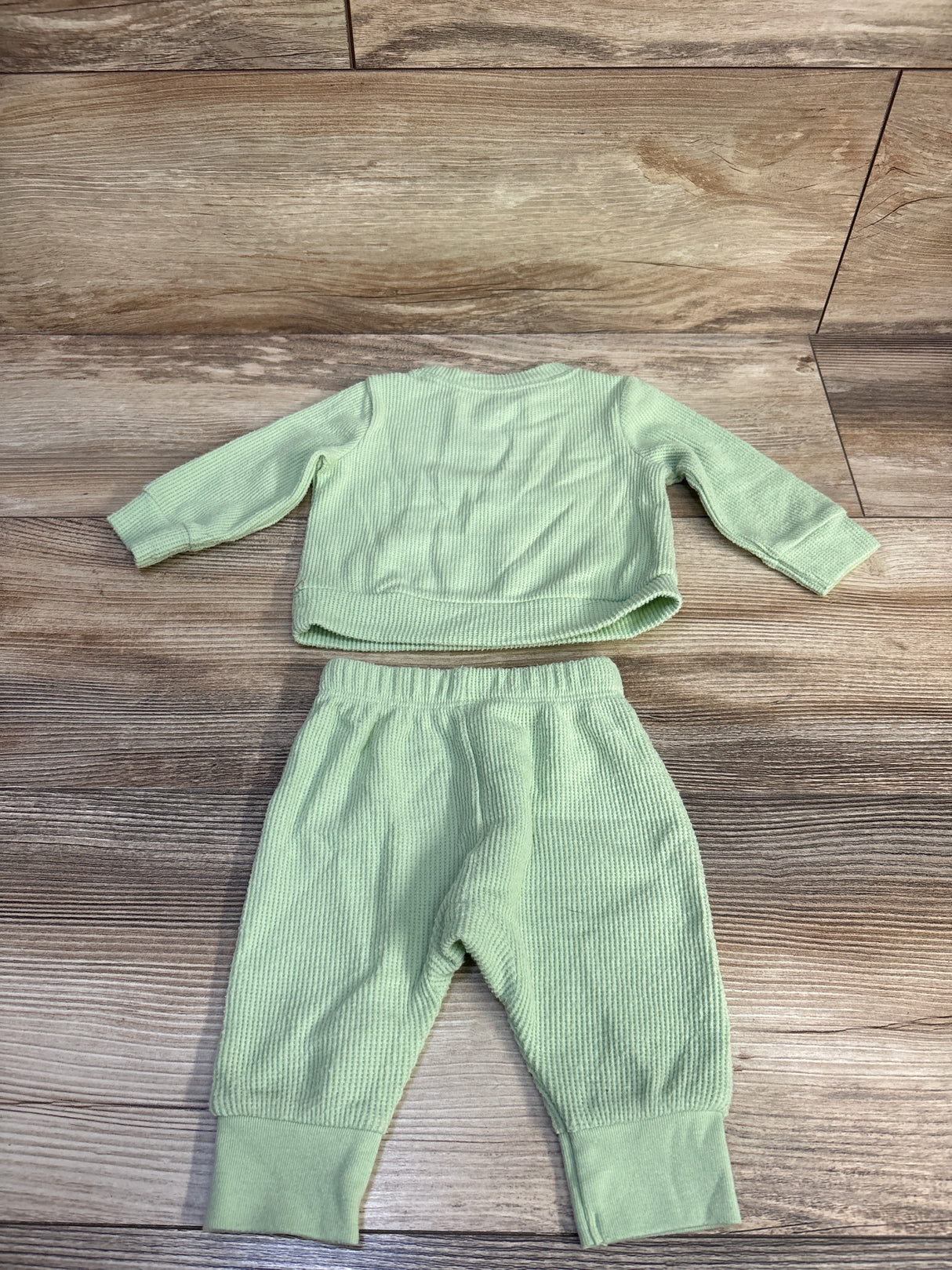 Cat & Jack 2pc Waffle Knit Shirt & Pants Set Green sz Newborn